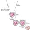 Real 925 Sterling Silver Zircon Love Jewelry Set Rhodium Plated Pink Heart Cut CZ Pendant Necklace Earrings Women Jewelry Set