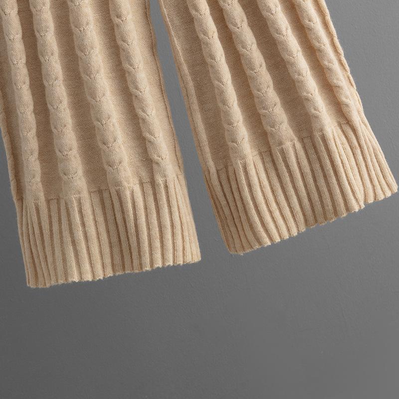 QICED Однотонный свитер с полувысоким воротником и костюм с переплетением для женской осенне-зимней моды. Вязаный женский костюм-двойка.