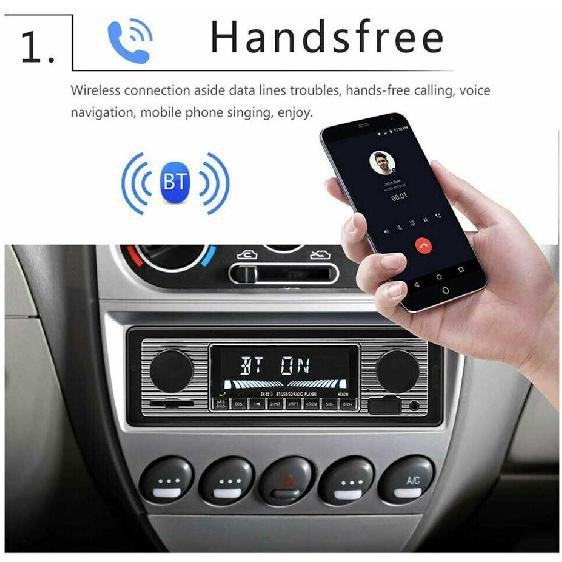 Car Stereo Bluetooth Retro FM Radio Player Receiver Hands-Free WMA/WAV/AUX/MP3