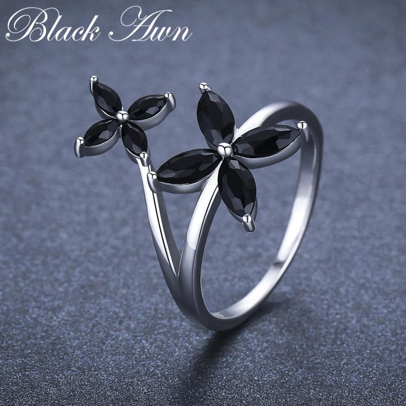 Black Awn Классические женские кольца с черными камнями