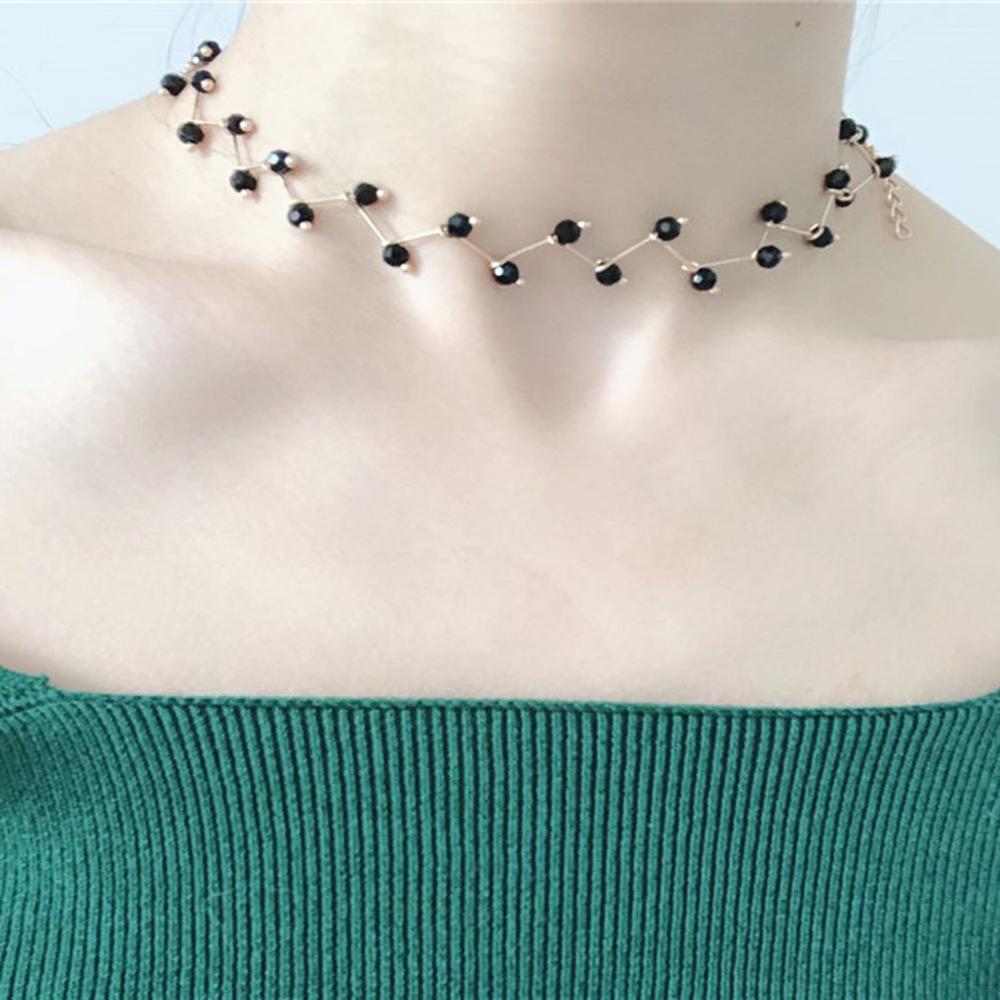 2024 Новинки Горячая Мода Черный Хрустальный Ожерелье Kolye Collier Простой Крест Нить Бусины Чокеры Ожерелья Женские Украшения