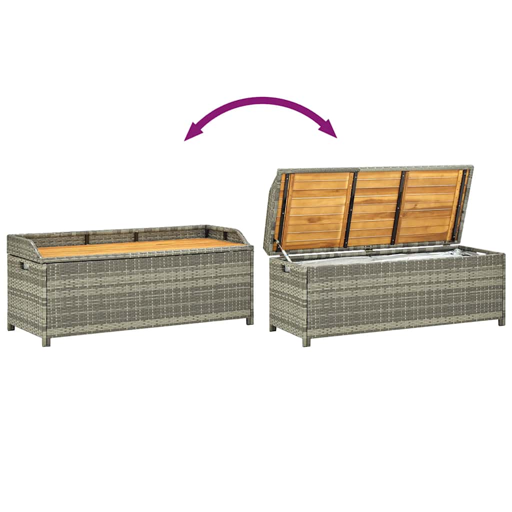 Garden Bench with Storage Space 120 cm Grey Poly Rattan