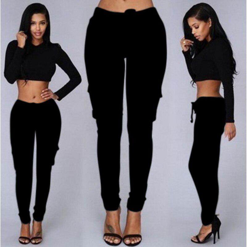 Women Casual Skinny Black Woman Pants Fashion Sexy Streetwear Pencil Pants High Waist Lace-up Slim Ladies Trousers 24293