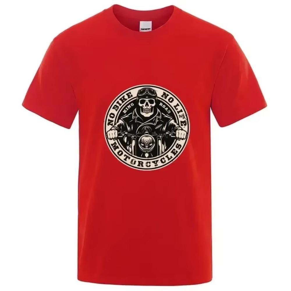 Skull Short Sleeve T Shirt Motorcycle Addict Piston Hip Hop Cotton T-shirt Men's Shirt Cool Tees Harajuku Fashion Streetwear