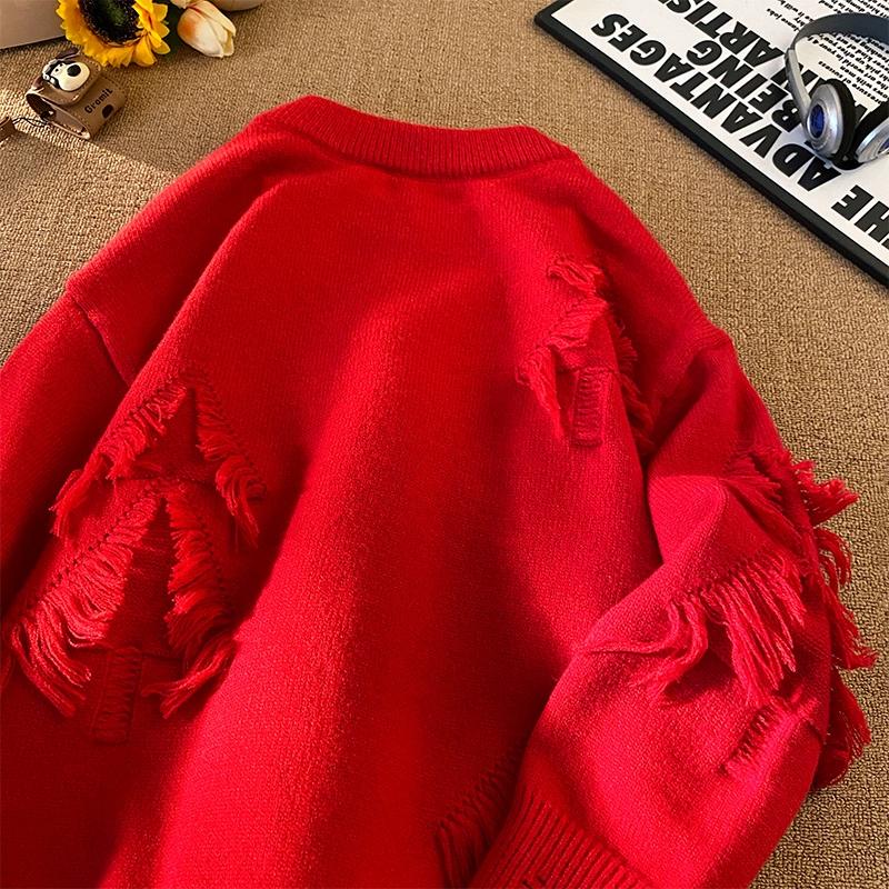 2024 Лоскутный вязаный свитер тренд High Street осень зима теплые мужские топы хип-хоп уличная одежда мужской пуловер