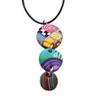 [R6499] - Handmade Necklace 'Columbine & Harlequin' Multicolored Silver - 45x18 Mm
