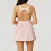 Womens Yoga Tennis Golf Workout Dress With Pleated Skirt Backless Slim Fit Moisture Wicking