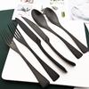 Black 6Pcs Flatware Matte Stainless Steel Dinnerware Cutlery Set Kitchen Dessert Fork Dinner Spoon Knife Tableware Set