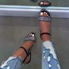 Summer Women's Sandals Flat-bottomed Rhinestone One-line Buckle Open-toe Sandals