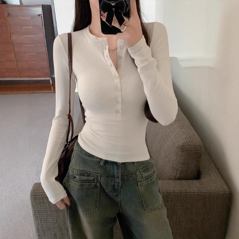 Женский темно-синий рубчатый топ-хенли с длинным рукавом, узкий, пэчворк