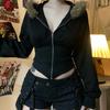 VAYLA Zip Up Fur Neck Hoodie Coats Fashion Slim Solid Y2K Vintage Women's Jackets Casual Streetwear Chic Basics Clothes