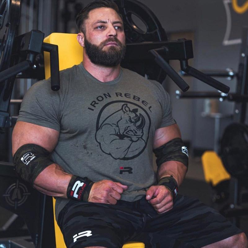 IR Series Hard Core Short Sleeve Tshirt Sport Print Round Neck Simple Sweat Absorbent Fitness Mens Clothing Training Loose