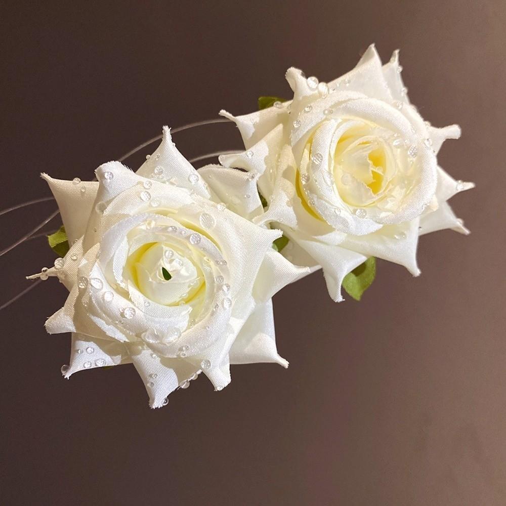 French Style Floral Stud Earrings Cloth Drop Earrings Sweet Rose Flower Earrings Beach