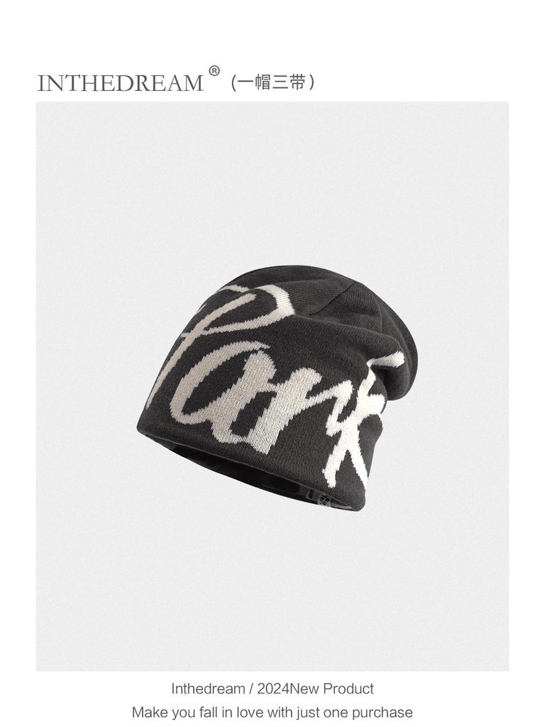 American wool cold hat autumn and winter warm double-layer versatile pullover knitted hat outdoor thickened stack hat dome