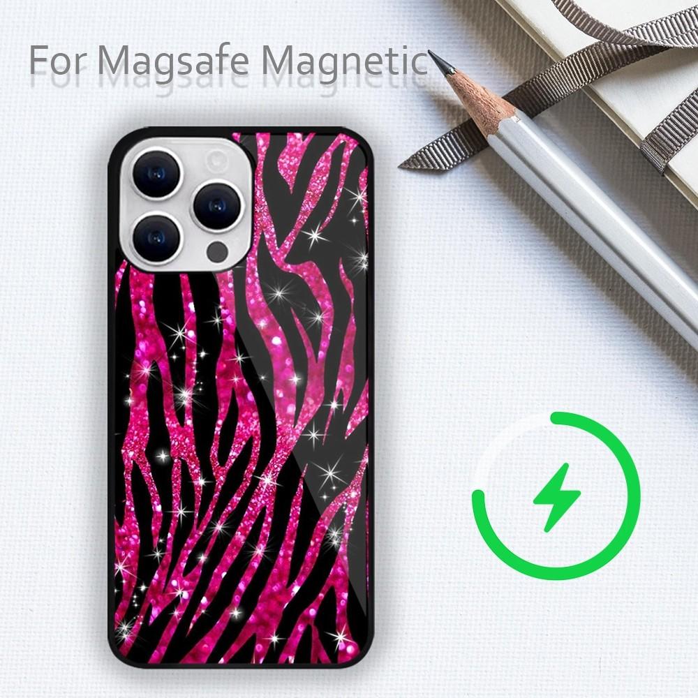 Модный чехол для телефона с решетчатым рисунком в полоску зебры для iPhone 15 14 13 12 11 Plus Pro Max Magsafe с магнитной беспроводной зарядкой
