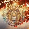 Metal Wind Chime with Lion Design Dual Direction Spinner Outdoor Garden Decor No Electricity Needed Easy To Install Colorful Artwork