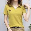 Polo Women For T Shirt Short Sleeve Summer Vneck Letter Pullover Knitted Tees Female Clothing Plus Size Ladies Tops