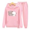 Women Long Sleeve Hoodie Set Kawaii Girl Anime Sweatshirt Set Oversized Cute Couple Valentine's Day Gift Hoodie Set