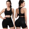 Летний бесшовный комплект для занятий спортом с высокой талией и плотным животиком, без рукавов, с короткими леггинсами для йоги
