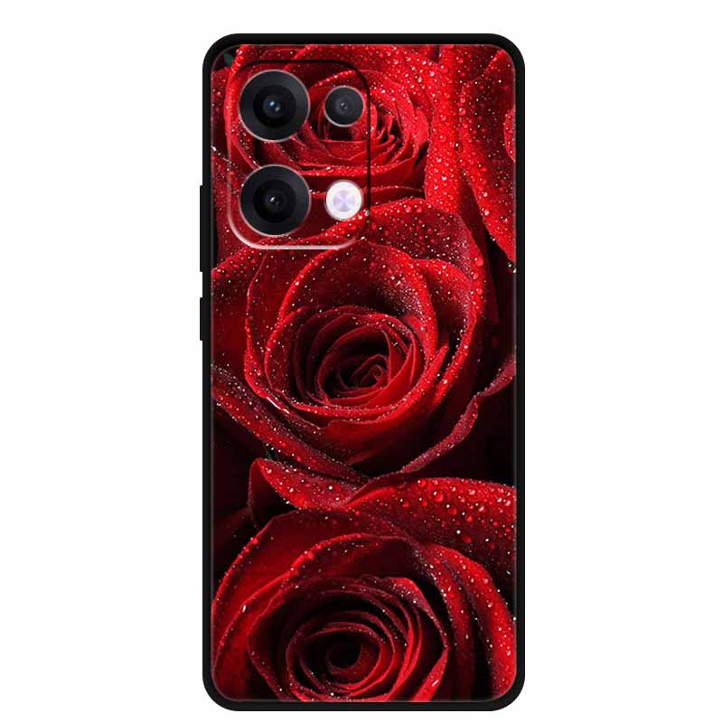 Чехол для Oppo Reno13 5G Мягкий ТПУ Милый Мультяшный Силиконовый Задний Чехол для Телефона Oppo Reno 13 Pro Чехлы Reno13Pro 13Pro 5G Черный Корпус