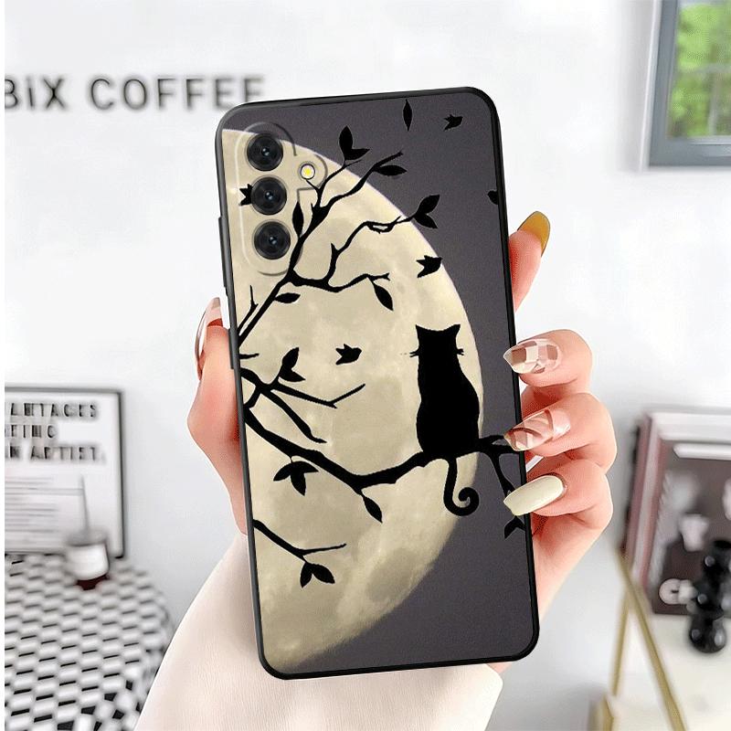 Black Cat Aesthetic Pattern Soft Phone Case for Samsung A17 A37 A57 A16 A26 A36 A56 A15 A25 A35 A55 A14 A24 A34 A54 A13 A23 A33