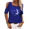 Women Fashion Off Shoulder T-shirt Ladies Casual O Neck Print Top Summer Short SleeveTee Shirt
