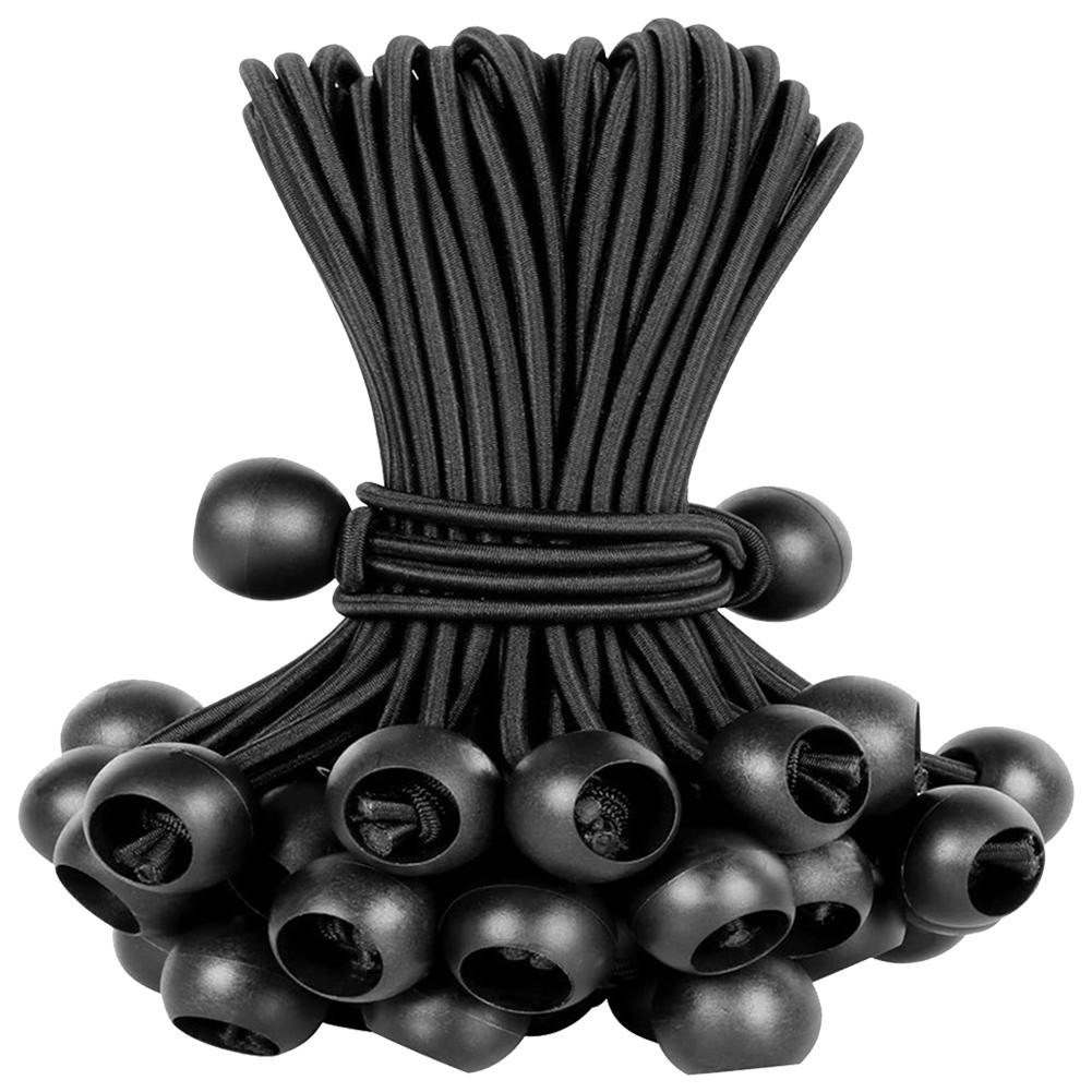 50pcs Bungee Ball Tarps with Elastic String Tarpaulin Flagpole Ties Elastic Rope Lace Fixed Boat Pole Camping Tent Accessories