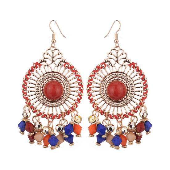 1 Pair Women Hook Earrings Colorful Ethnic Anti-deformed Bohemia Style Tassel Drop Earrings Female Jewelry