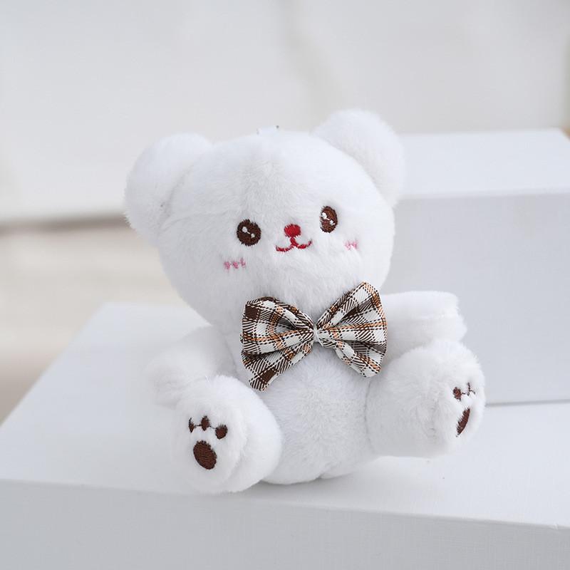 Cute Fluffy Plush Bear And White Rabbit Keychain Soft Stuffed Animal Bag Charm