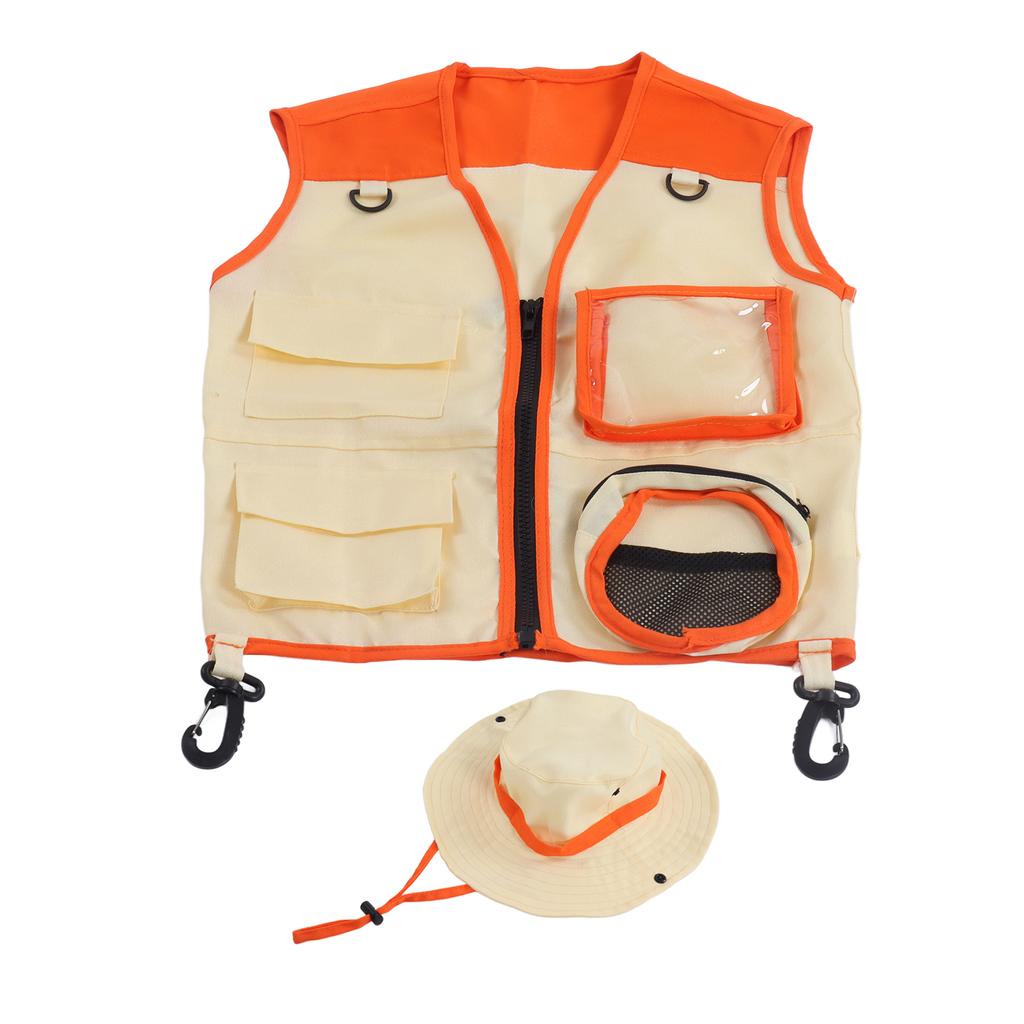 Children Outdoor Adventure Vest Hat Set Kid Washable Exploration Costume for Cosplay Camping