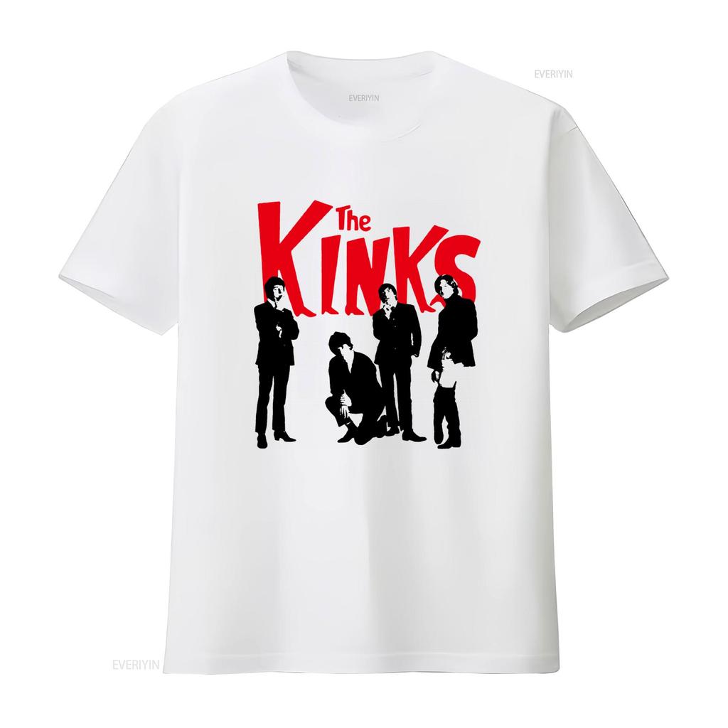 The Kinks Band Print T Shirt Rock Music Fans Casual vintage Washed Unisex Slightly Stretched Versatile homme Stylish