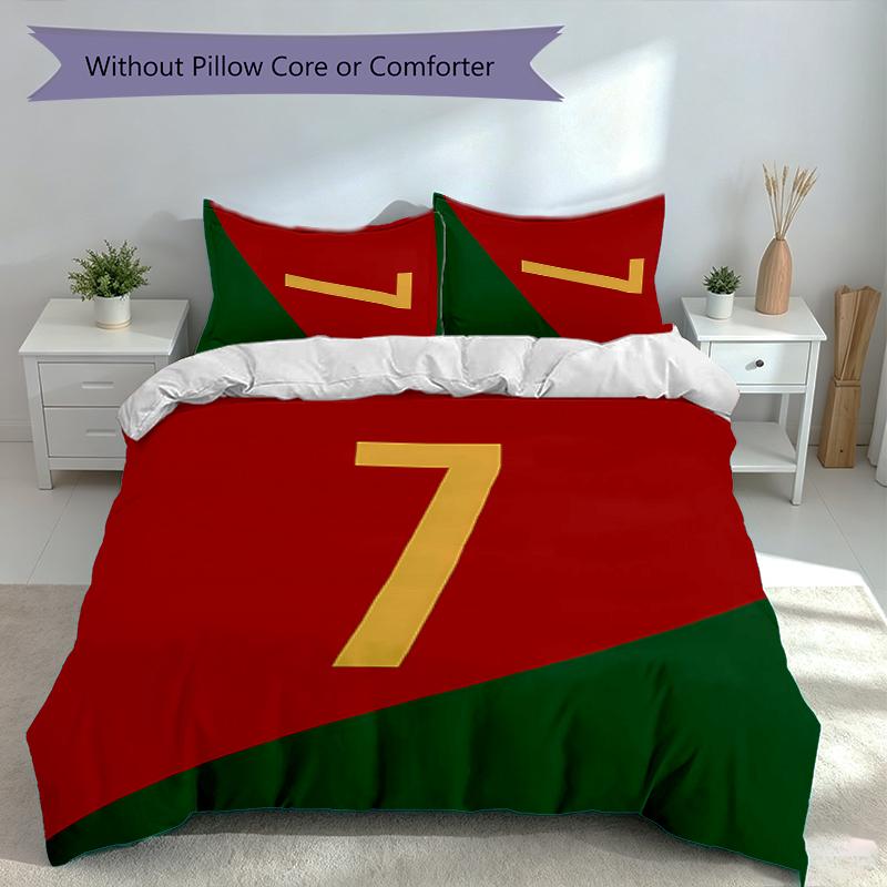 3pcs Football digital jersey Duvet Cover Set, Includes 1 Duvet Cover and 2 Pillowcases,Skin-Friendly&Comfortable Fabric,Suitable Bedding Sets