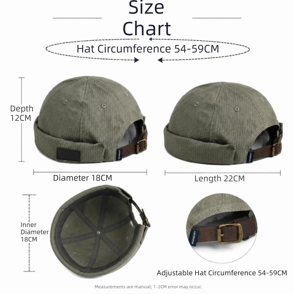 Solid Color Beanie Cap Adjustable Unisex Skullcaps Vintage Brimless Landlord Hat Men Women