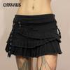 Women's Summer New Personality Street Fashion Trend Splicing Straps Diablo Style Pleated Skirt