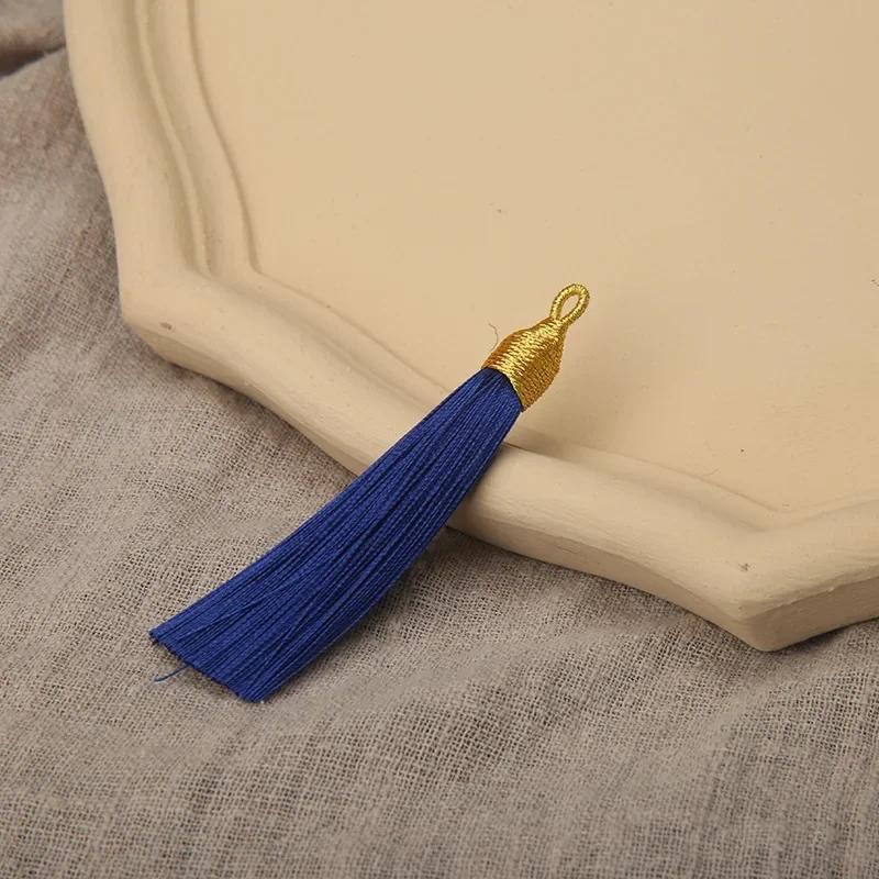 5pcs Beautiful Colorful Tassels 8cm Polyester Thread Tassels Gold Color Top Ornament Bookmark Folding Fan Accessories