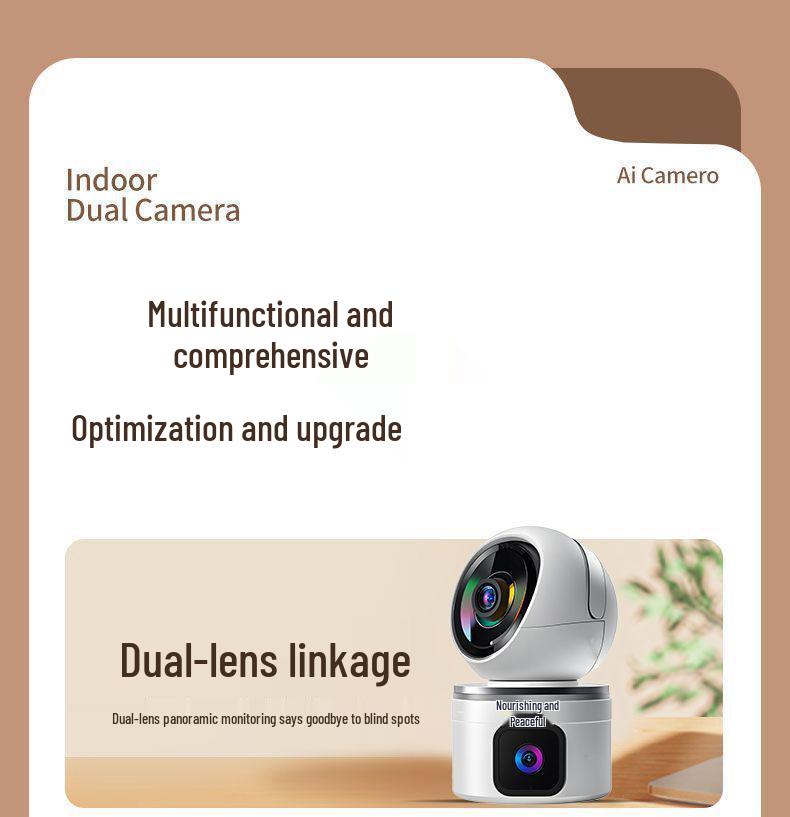 Камера Joan 360° HD с двумя экранами, Wi-Fi, с удаленным управлением с телефона и голосовым управлением для домашнего мониторинга