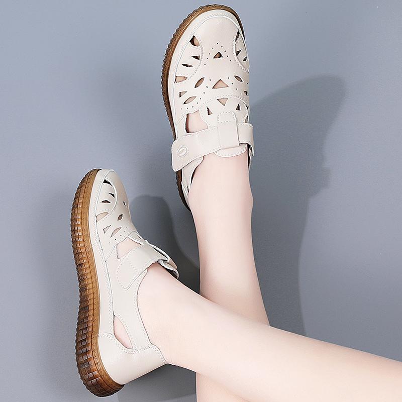 Летние женские римские сандалии Mary Jane Beach Shoes Closed Toe Casual Soft Walking Sandals for Girl Plus Size