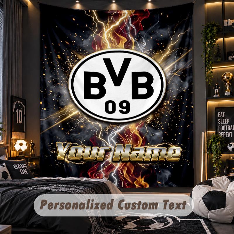 TapestryBorussia Dortmund Custom Name Text Personalized Wall Hanging Tapestry Home Wall Decor