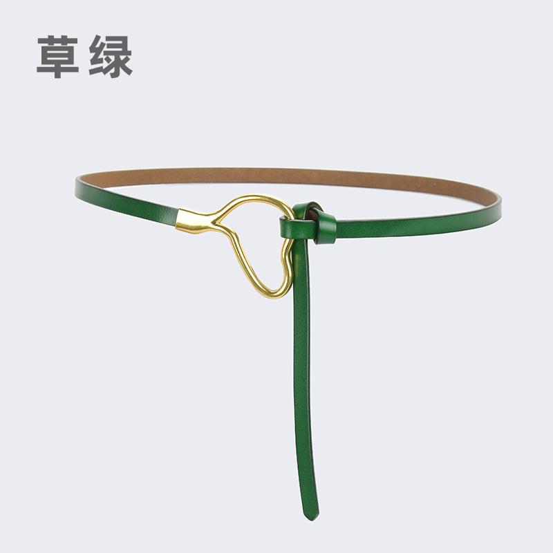 Женский кожаный ремень с узлом и украшением из классической рубашки, простой тонкий пояс из натуральной воловьей кожи, модный
