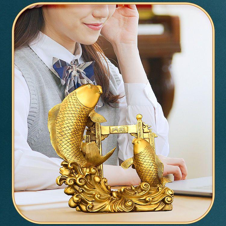 Украшения из чистой латуни в виде рыбок Карп, перепрыгивающий через Врата Дракона Привлечение богатства Поощрительные подарки Изобилие изделий ручной работы каждый год