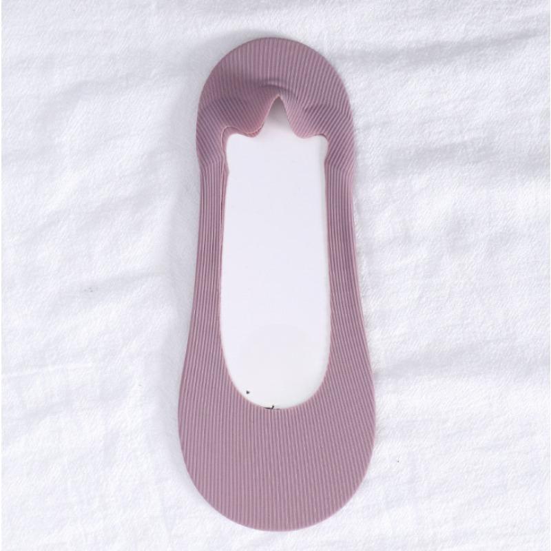 Women's New Summer Shallow Mouth Invisible Silicone Non Slip with Invisible Ice Silk Boat Socks