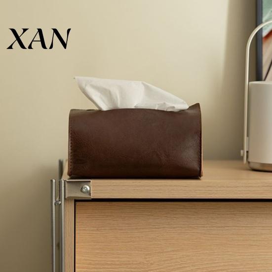 Kitchen Paper Holder PU Leather Tissue Box, Foldable Retro Style Holder, Modern Home Decor Decorative Desktop Organizer, for Office Desk Car
