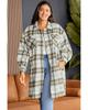 Multicolor Plus Size Plaid Pocketed Side Slit Shacket