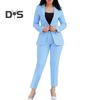 2 шт./комплект женский формальный пиджак брюки комплект с длинными рукавами двойные пуговицы узкий кардиган талия куртка средней длины прямые брюки с высокой талией формальный деловой