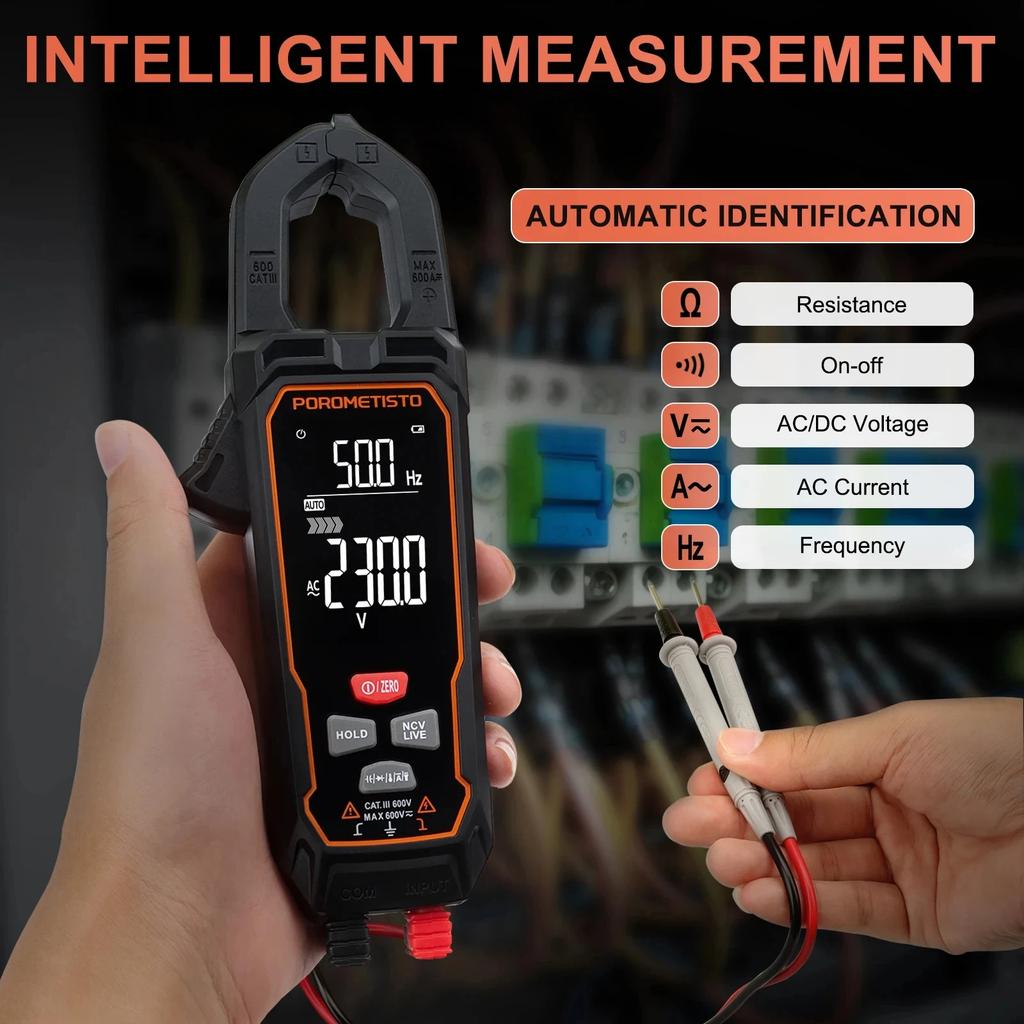 CM01 Цифровые клещи 9999 отсчетов 600A AC/DC ток Большой экран Профессиональный мультиметр NCV Температура Емкость Амперметр Клещи