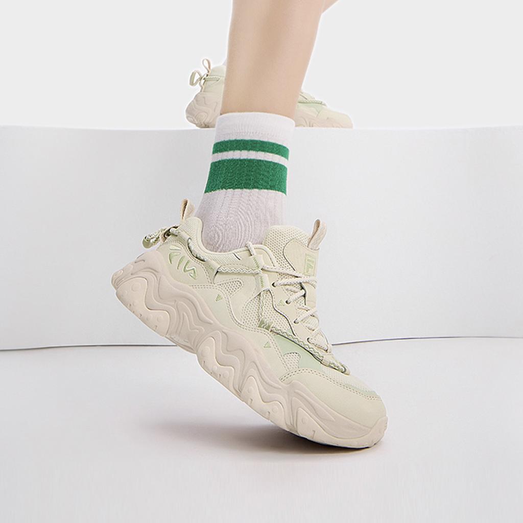 Fila Fluid 5 Обувь с кошачьими лапками 5.0 Простая универсальная низкая повседневная обувь Женские кроссовки Молочно-белый Фисташково-желтый F12W432101FAP