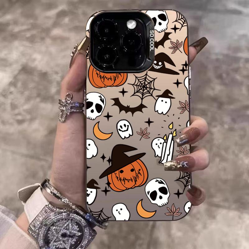 Чехол для телефона Halloween Тыква Призрак Гальваническое покрытие Серебро IMD Для iPhone 17 Pro Max 16 15 14 13 12 11 16E 7 8 Plus X XS XR