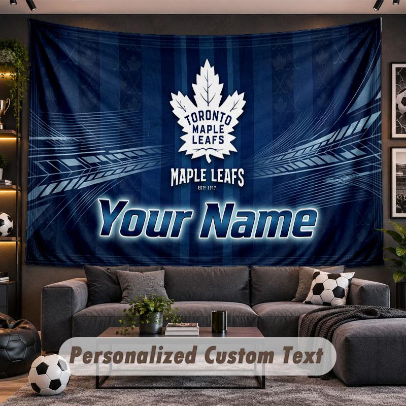 Wall Hanging Tapestry Custom NameToronto Maple Leafs Pattern Personalized Printed Fabric Wall Decor