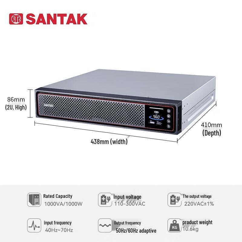 SANTAK C1KR(G7) Стоечный онлайн ИБП 1 кВА/1 кВт, вилка CN (адаптер в комплекте)