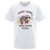 Sloth Sleeping On A Branch Cartoons Male T Shirts Anime Breathable Tops Vintage Loose T-Shirts Casual Summer Cotton Clothes